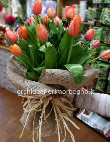 Bouquet tulipani rosso/arancio