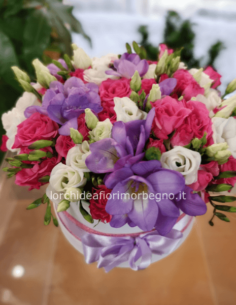 Flowerbox rotonda tonalità rosa